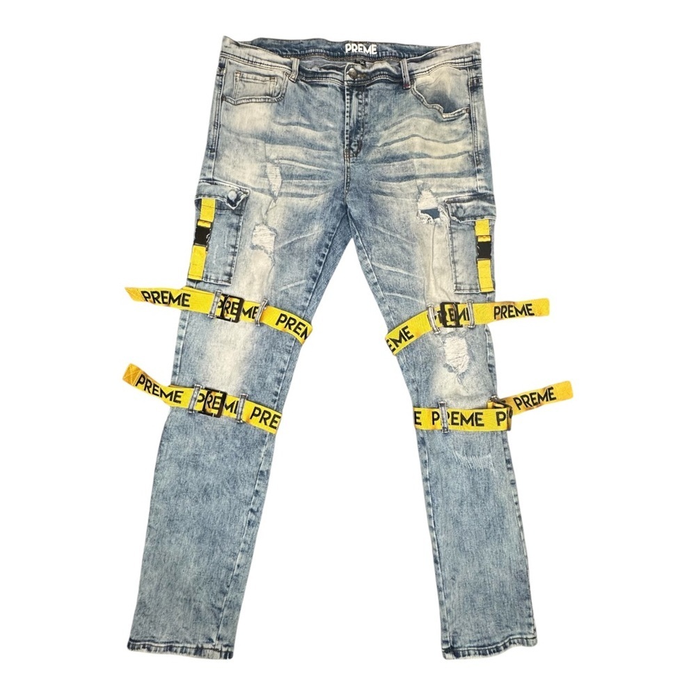 PREME Black Cargo Skinny Stretch Jean. Sz: 40x34